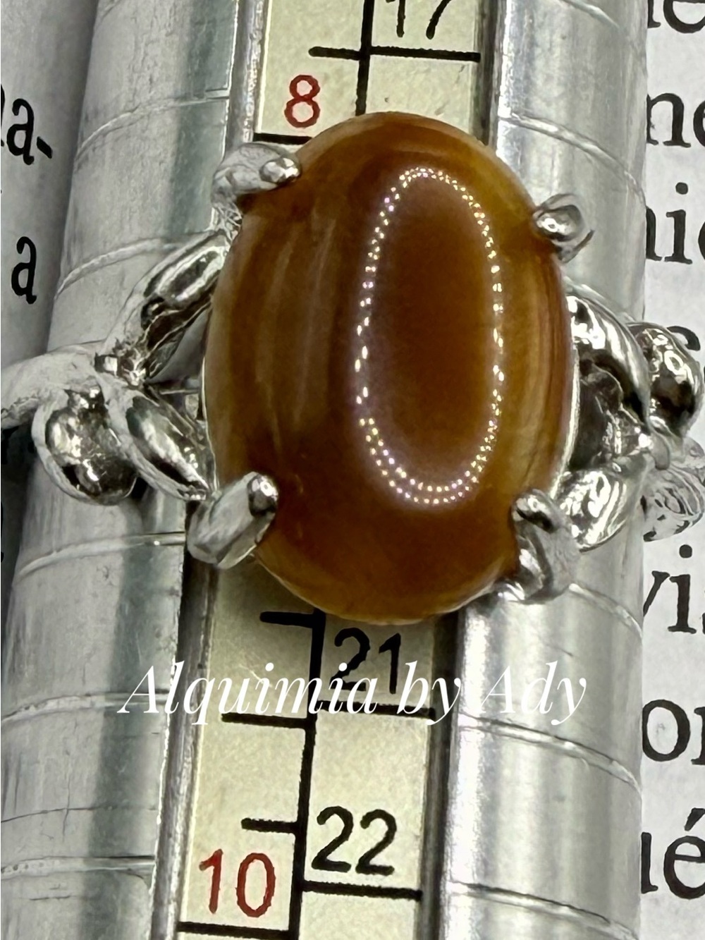 Tiger Eye Silver-Plated Statement Ring - Golden Brown
